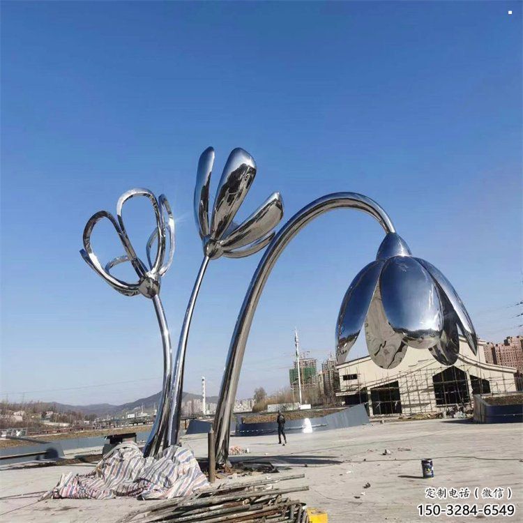 拉萨市百合花雕塑承接，城市装饰，大型不锈钢百合花雕塑公司