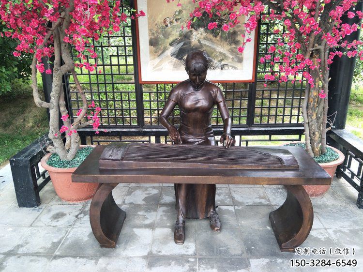 城关弹古筝雕塑厂家，景观概念，民俗人物雕塑通用