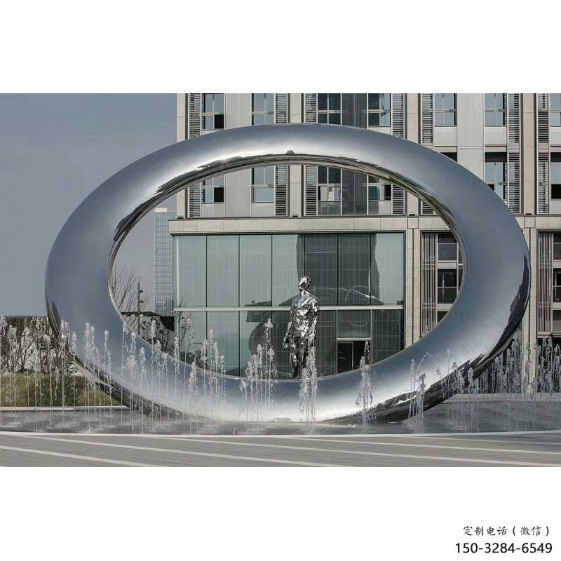 大理小区圆环雕塑，水帘喷泉雕塑，水景艺术效果