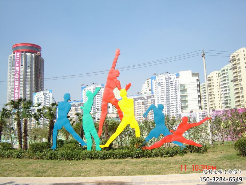 西湖投篮雕塑，剪影工艺制作，不锈钢体育人物雕塑