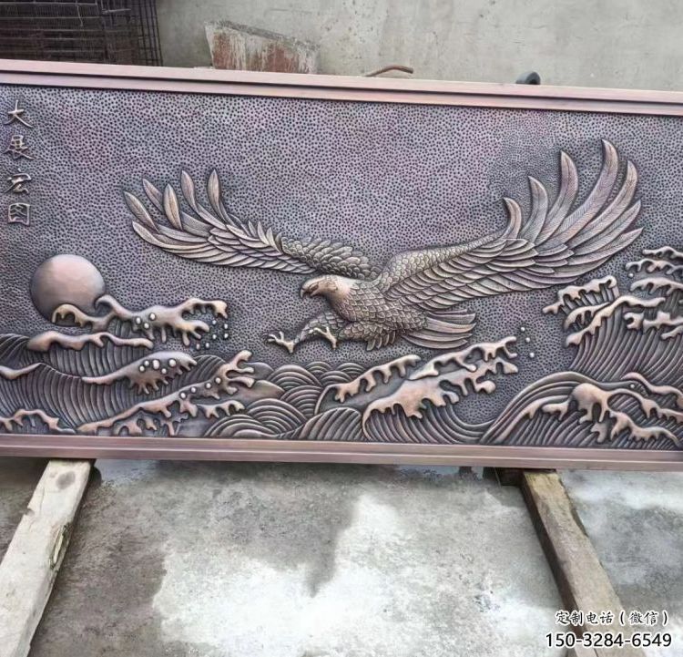 上城老鹰浮雕订做，景区雕塑，锻铜动物浮雕定价