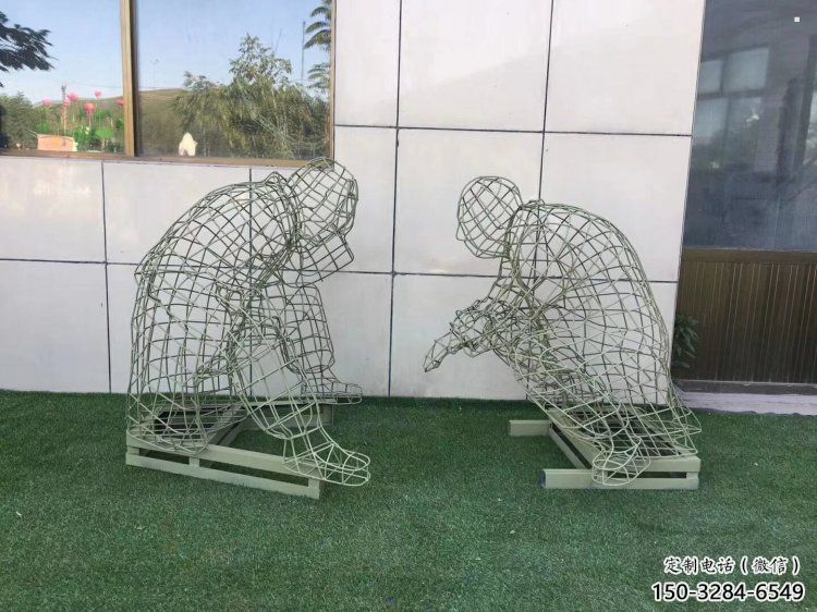 绍兴镂空下棋雕塑供需，广场雕塑，铁艺民俗人物雕塑选用