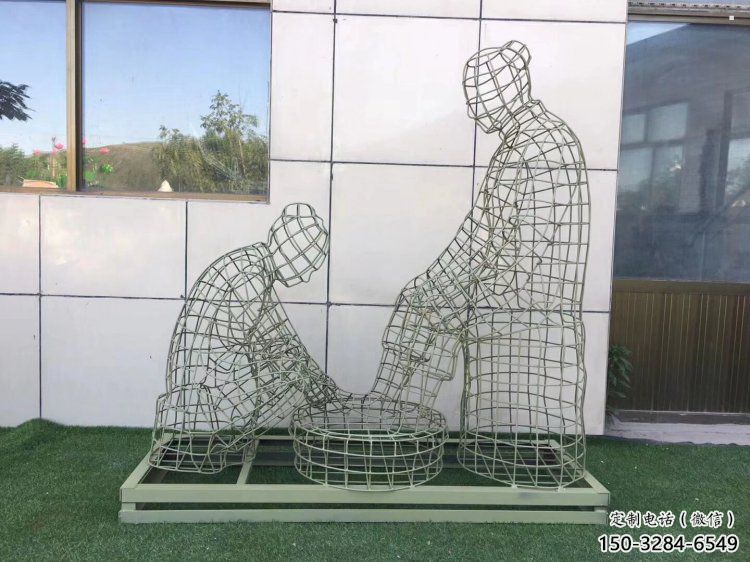 温州镂空洗脚雕塑制作，园林装饰，铁艺孝道人物雕塑