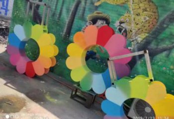 达孜金银花雕塑厂家，景区雕塑，城市不锈钢金银花雕塑