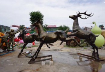嘉黎户外小鹿批发，动物雕塑，梅花鹿铜雕塑供求
