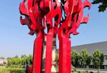 曲水火球雕塑，精神堡垒火球雕塑落地展示