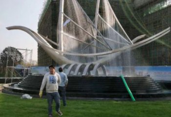 迪庆帆船喷泉雕塑，水景水秀组合，旱地帆船喷泉雕塑厂家