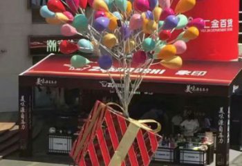 台州气球树雕塑承接，美陈雕塑，玻璃钢气球树雕塑制造