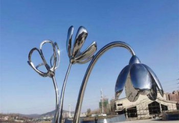 嘉兴百合花雕塑承接，城市装饰，大型不锈钢百合花雕塑公司