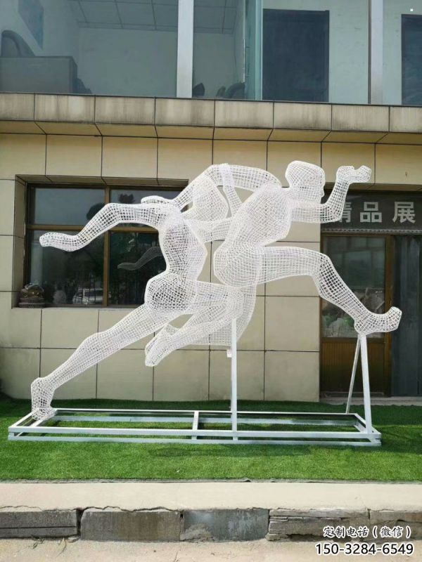 长寿镂空跨栏雕塑制造商，透雕雕塑，铁艺体育人物雕塑供给
