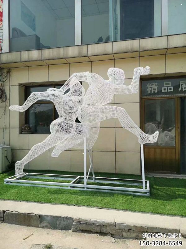 巴南镂空体育雕塑供求，白钢构件，铁艺人物雕塑观赏型