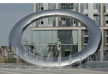 合川小区圆环雕塑，水帘喷泉雕塑，水景艺术效果