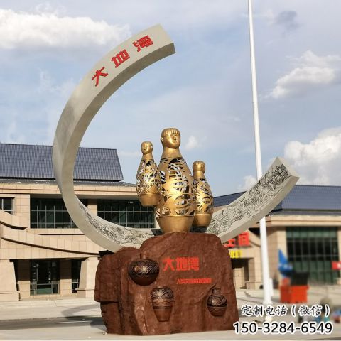 房地產(chǎn)酒瓶雕塑，仿古景觀雕塑，噴砂制造